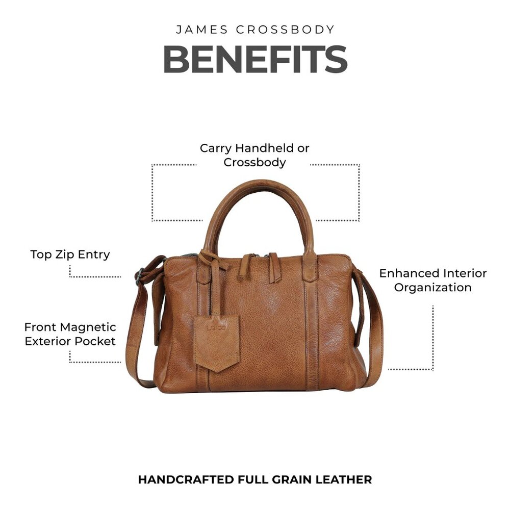 Latico Leathers James Leather Crossbody Bag in Cognac Excellent - Picture 9 of 11